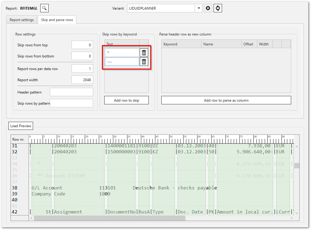 remove rows