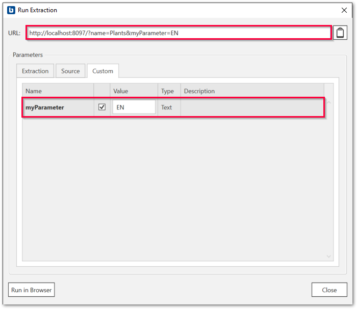 Custom parameters