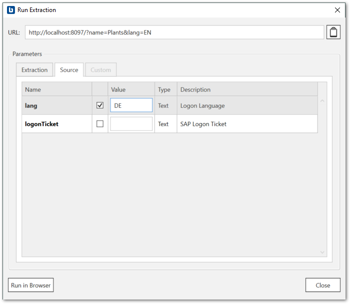 Source parameters