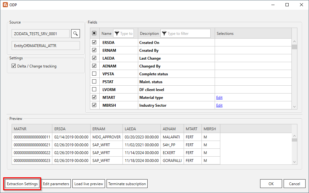 Extraction-Settings