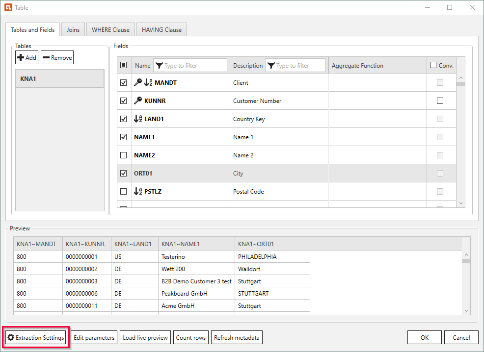 Extraction-Settings