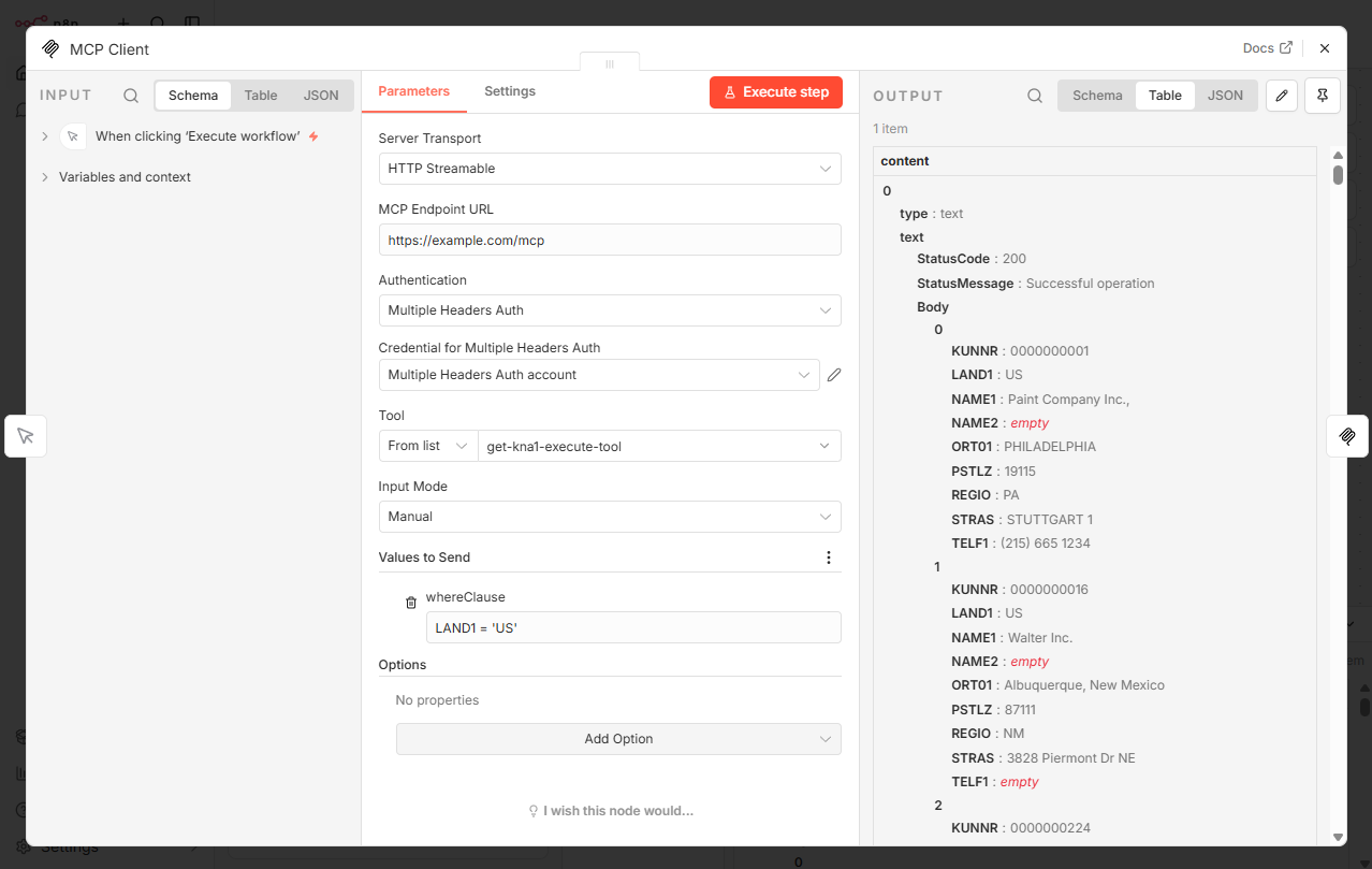 n8n MCP Client Node for service calls