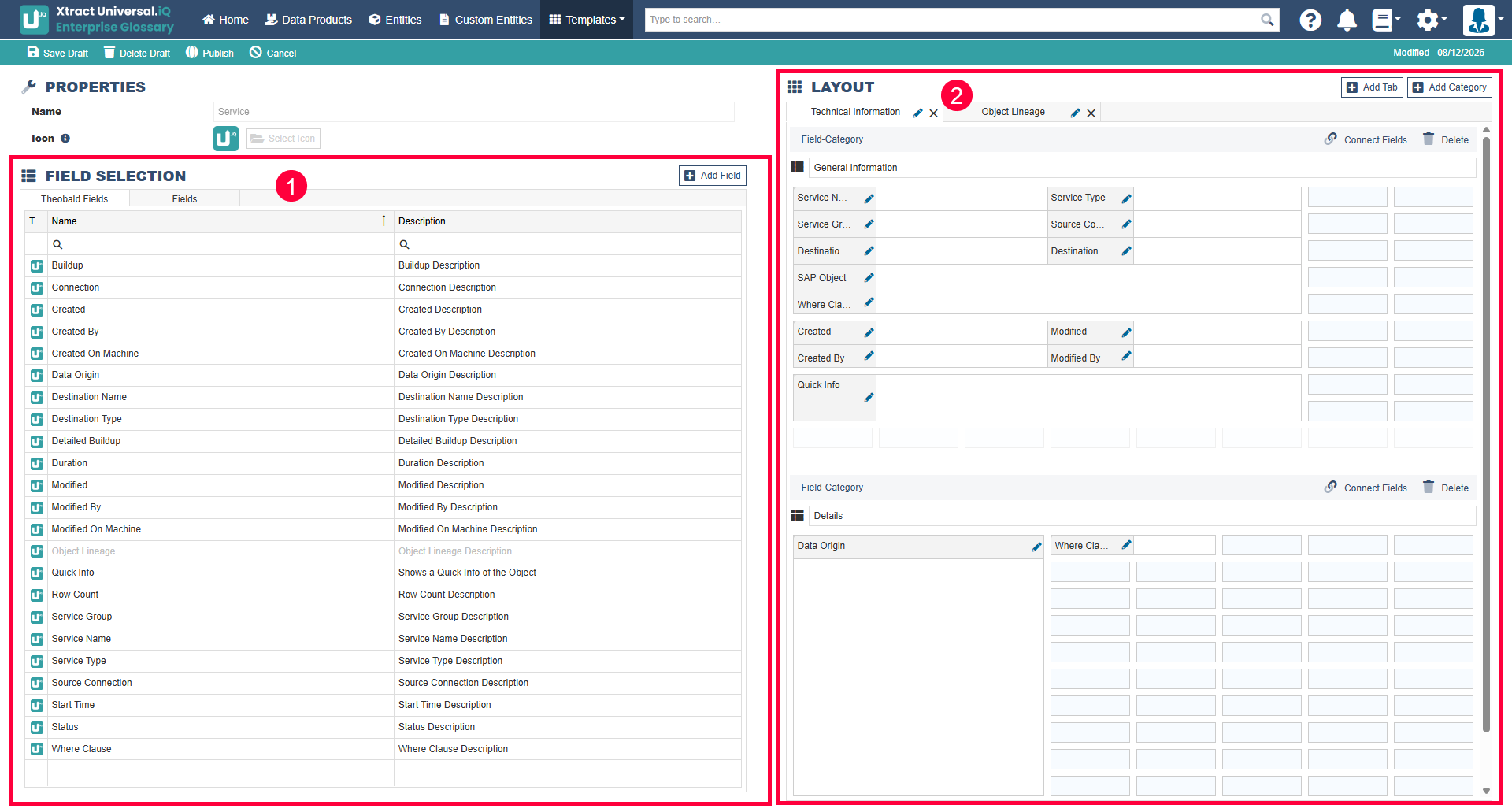 template editor UI