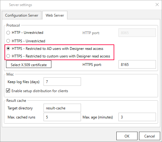 webserver settings