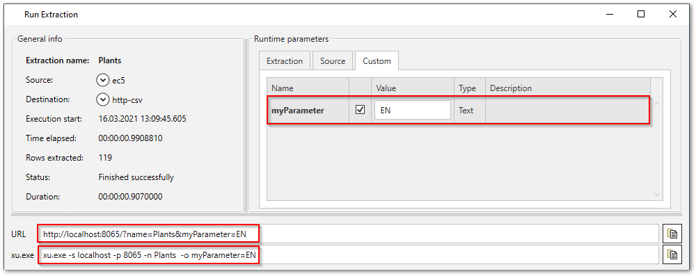 Custom parameters