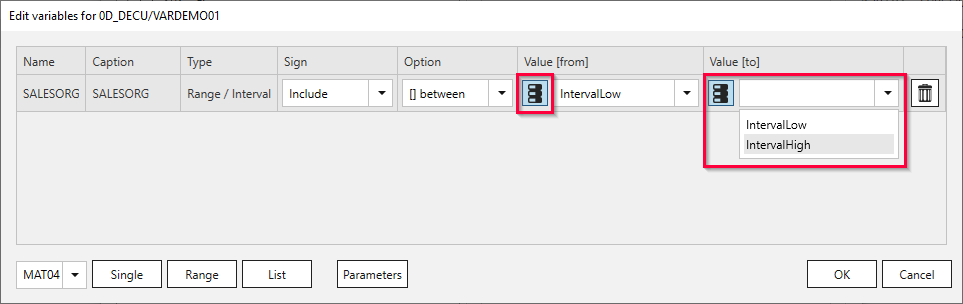 Selection With Parameters