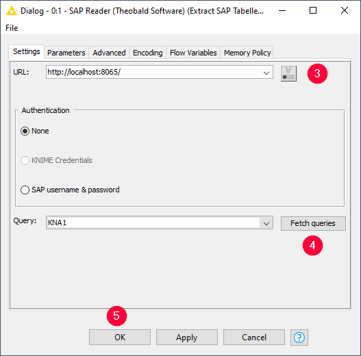 SAP Reader Settings