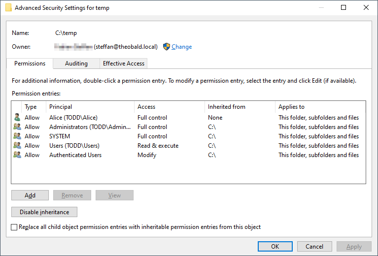 Windows Security Settings