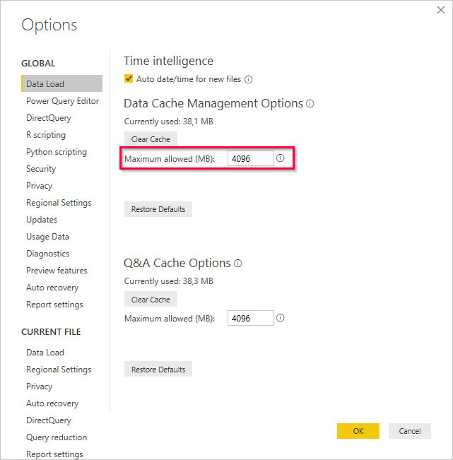 Power BI cache