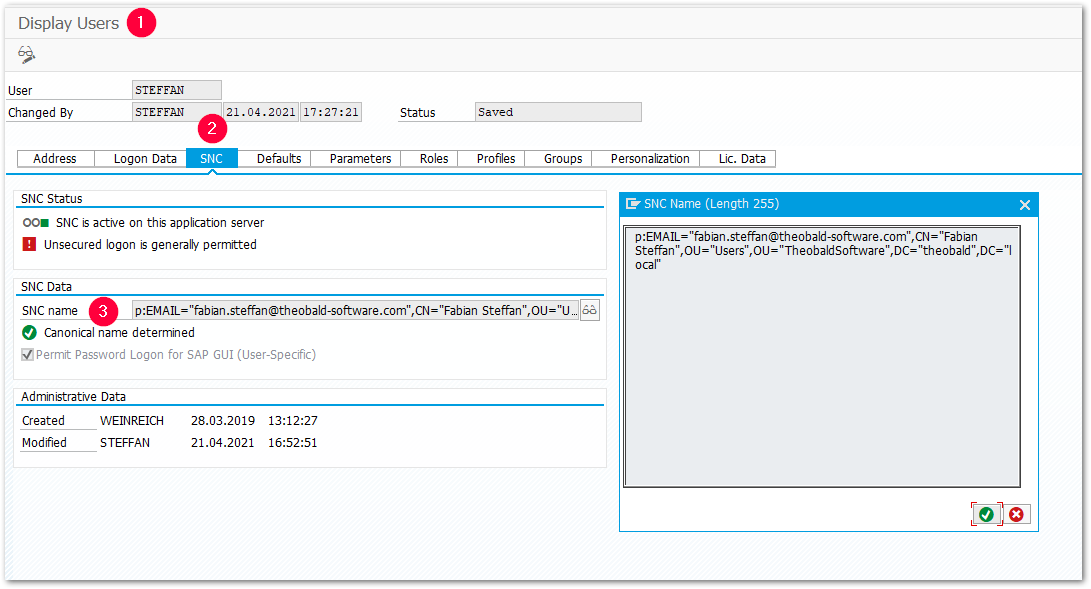 SNC User Settings