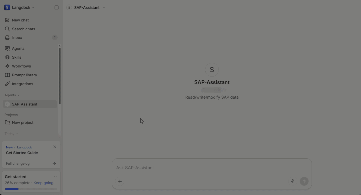 Testing yunIO MCP tools in Langdock agent interface