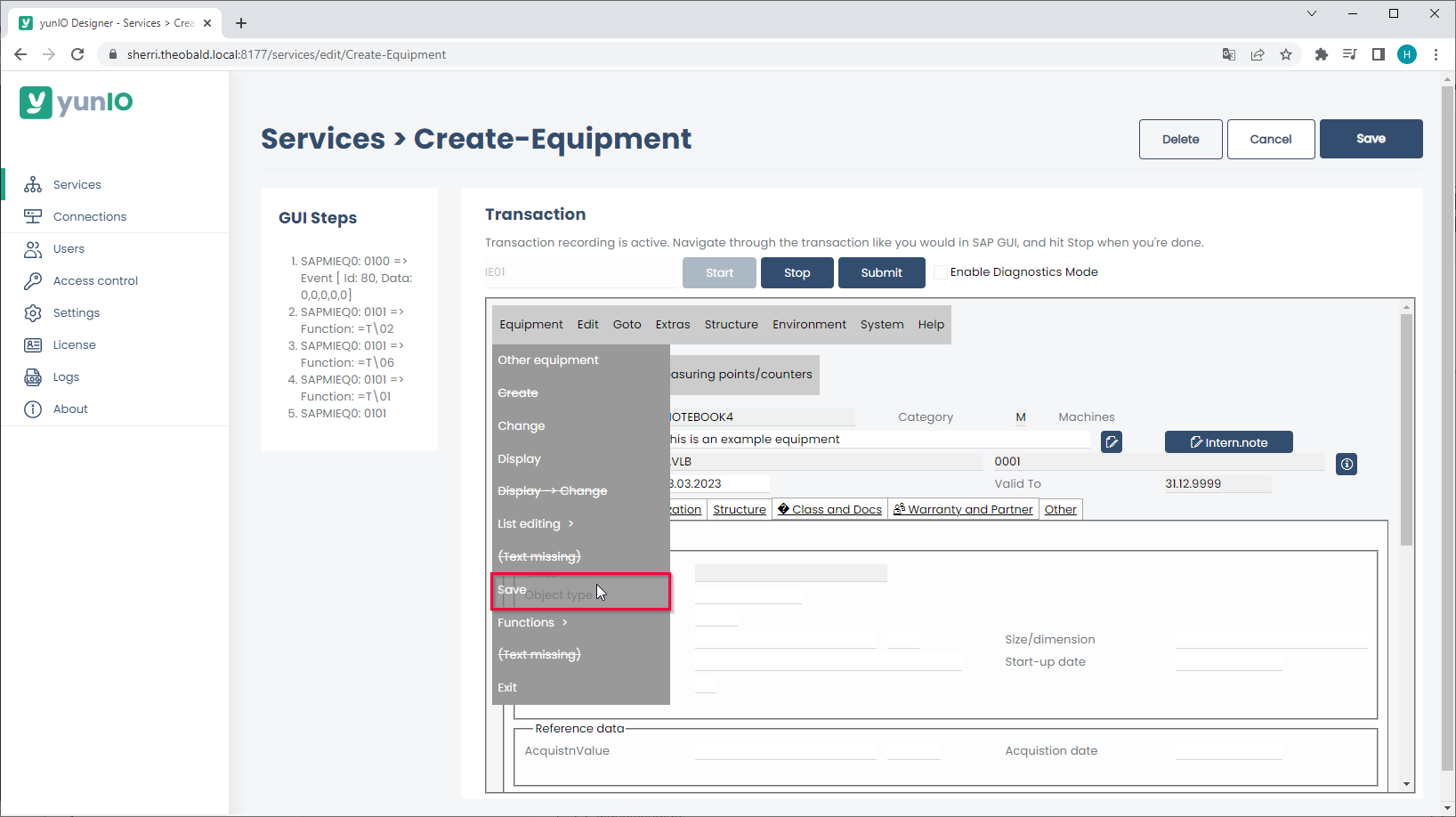 yunio-Transaction-IE01-Save